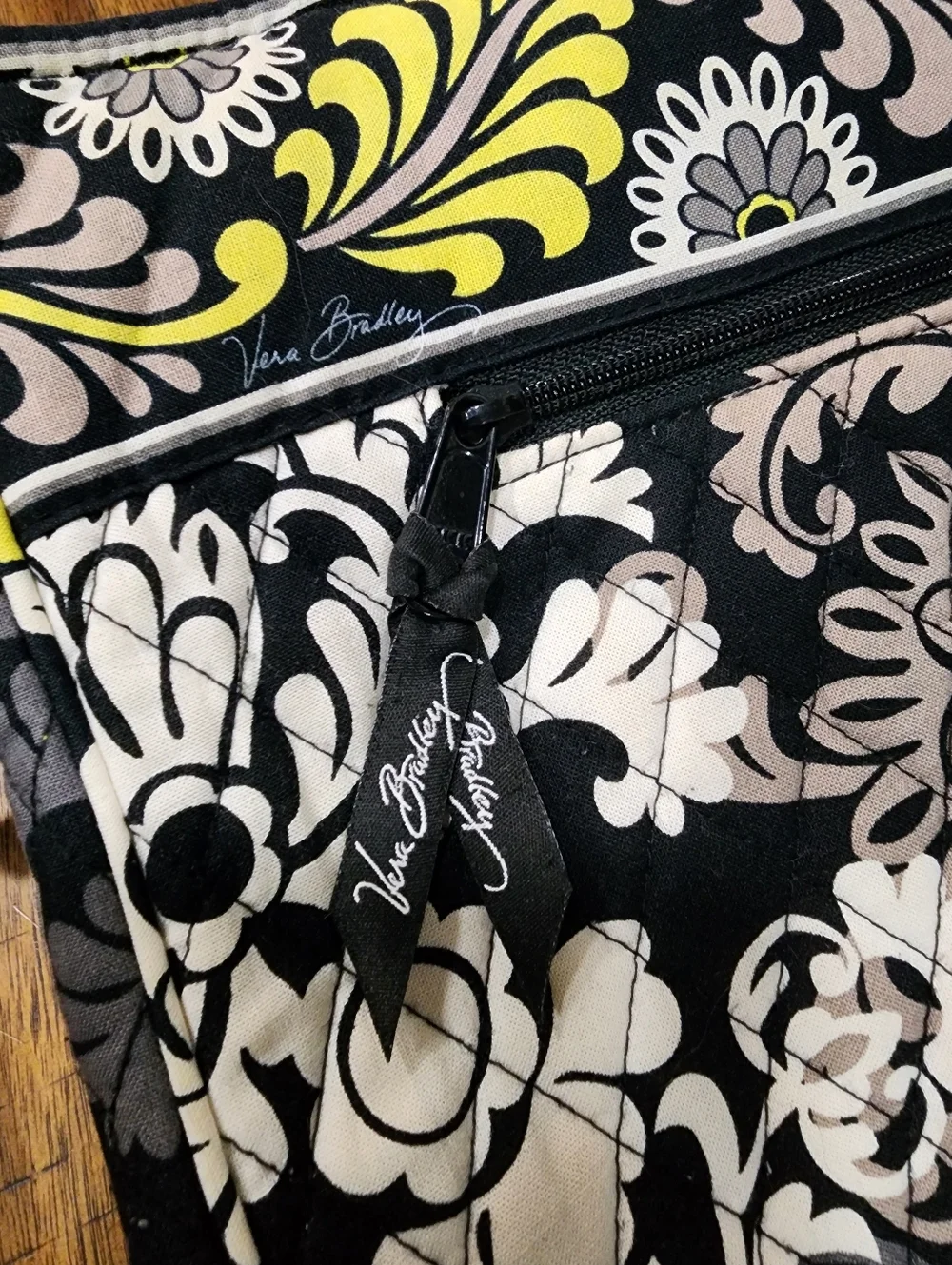 Vera Bradley Black, Yellow & Cream Quilted Floral Laptop Bag